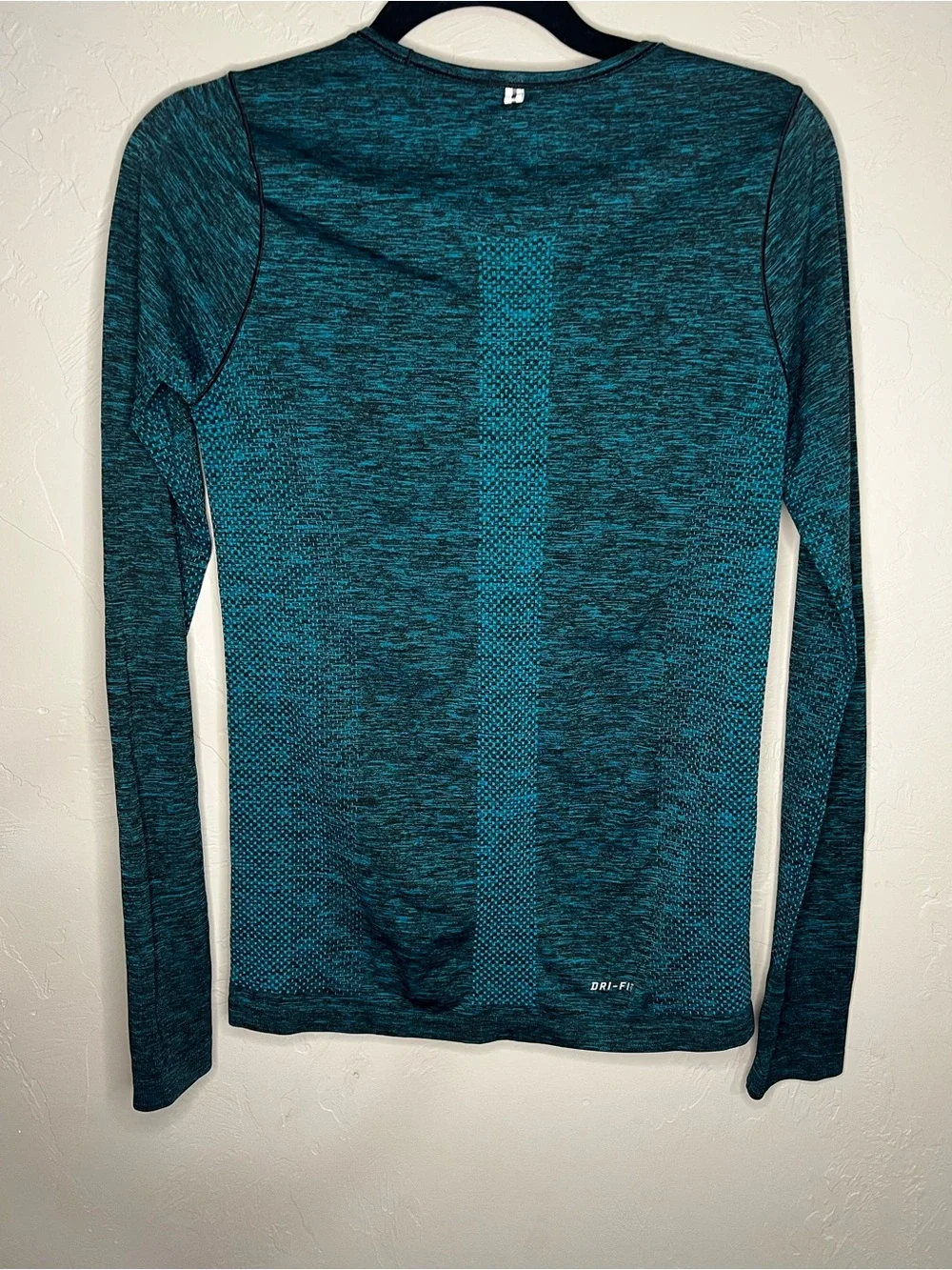Nike Dri Fit Knit Long Sleeve Running Athletic‎ Teal Heathered Performance Top